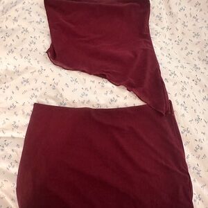 Edikted Red Asymmetrical Top With Mini Skirt